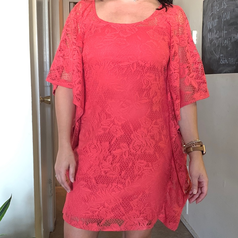 Coral overlay dress